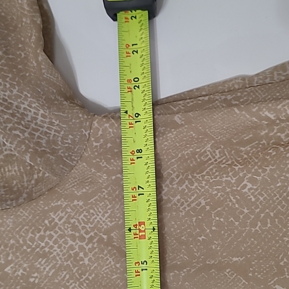 Adrienne Tan & Cream Snakeskin Overlay Top with Sheer Sleeves size Small - Picture 5 of 6